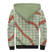 Omaomao Aloha Hawaii Sherpa Hoodie Rosebud Lei With Palaka Motif - Polynesian Pride