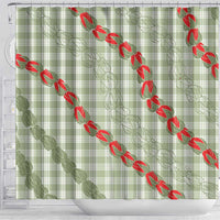 Omaomao Aloha Hawaii Shower Curtain Rosebud Lei With Palaka Motif - Polynesian Pride