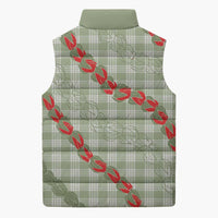 Omaomao Aloha Hawaii Sleeveless Puffer Jacket Rosebud Lei With Palaka Motif - Polynesian Pride