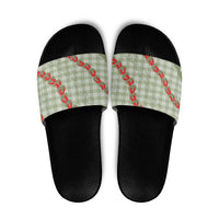 Omaomao Aloha Hawaii Slide Sandals Rosebud Lei With Palaka Motif - Polynesian Pride