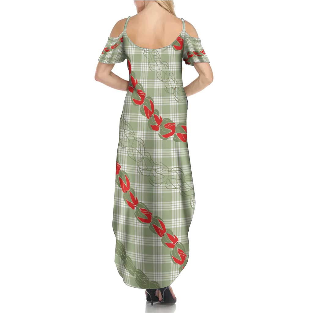 Omaomao Aloha Hawaii Summer Maxi Dress Rosebud Lei With Palaka Motif - Polynesian Pride