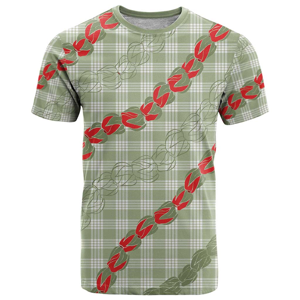 Omaomao Aloha Hawaii T Shirt Rosebud Lei With Palaka Motif - Polynesian Pride