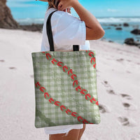 Omaomao Aloha Hawaii Tote Bag Rosebud Lei With Palaka Motif - Polynesian Pride
