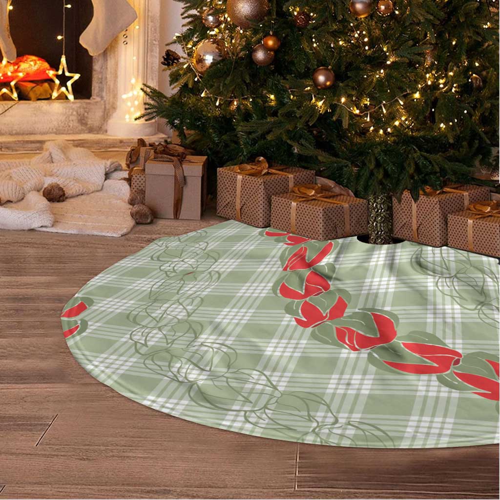 Omaomao Aloha Hawaii Tree Skirt Rosebud Lei With Palaka Motif - Polynesian Pride