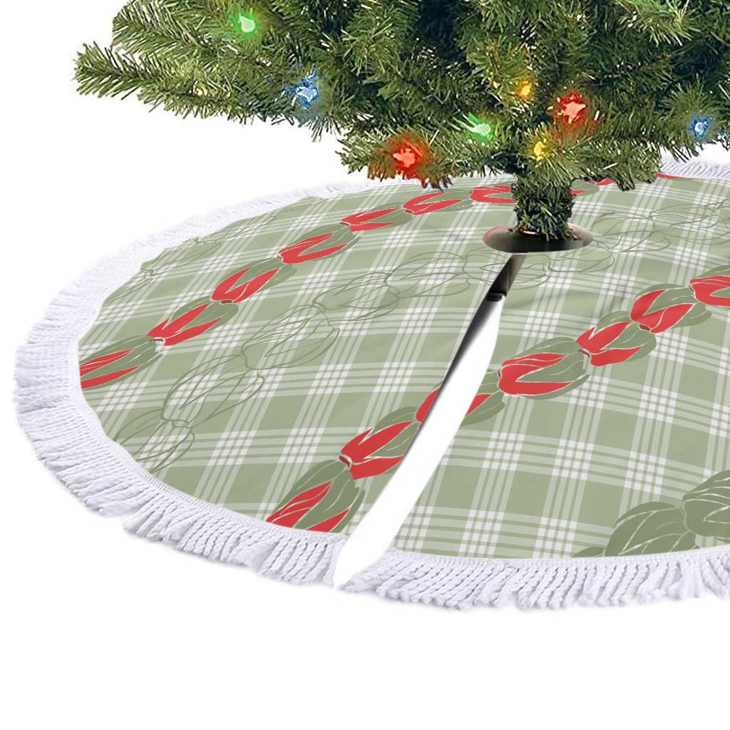 Omaomao Aloha Hawaii Tree Skirt Rosebud Lei With Palaka Motif - Polynesian Pride