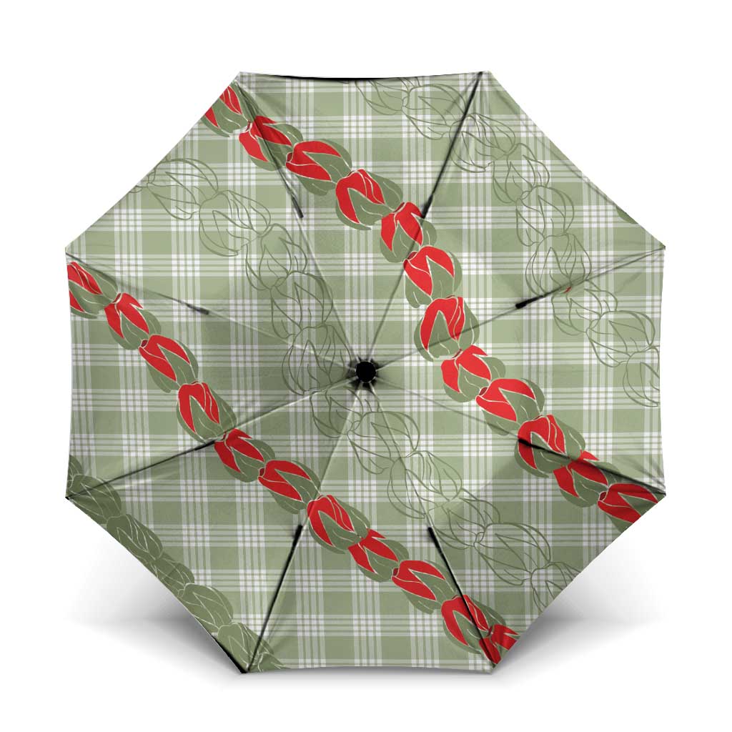 Omaomao Aloha Hawaii Umbrella Rosebud Lei With Palaka Motif - Polynesian Pride