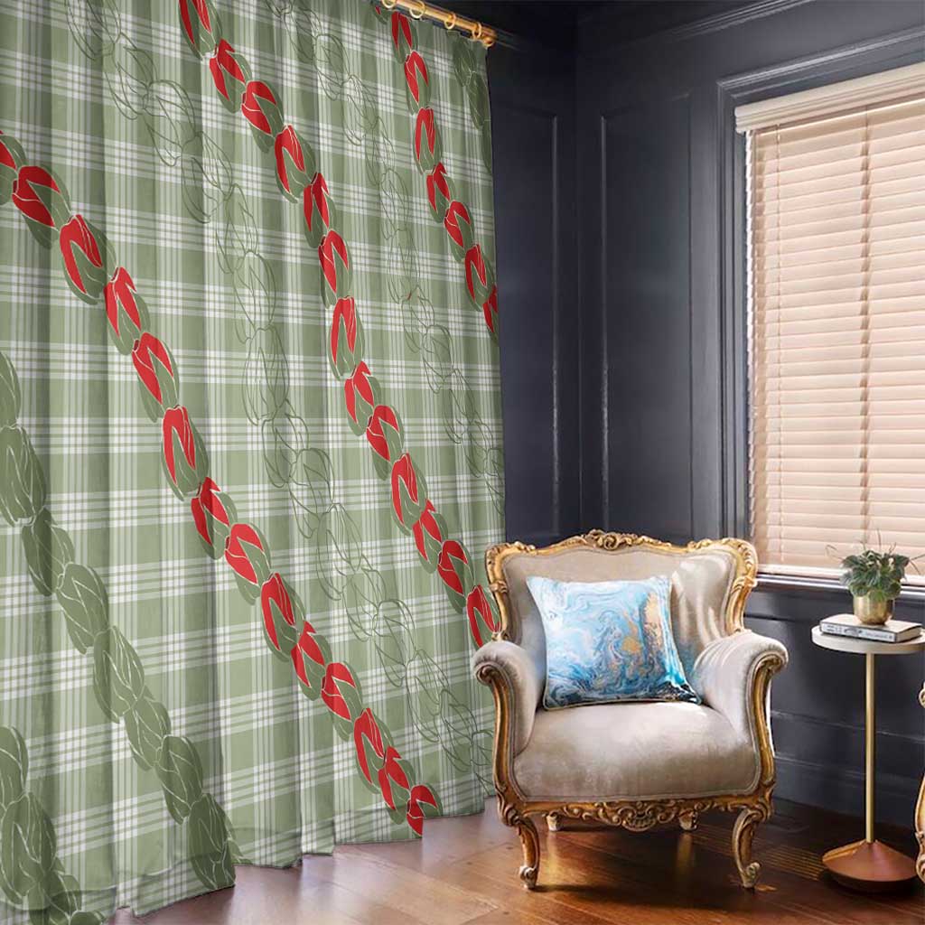 Omaomao Aloha Hawaii Window Curtain Rosebud Lei With Palaka Motif - Polynesian Pride
