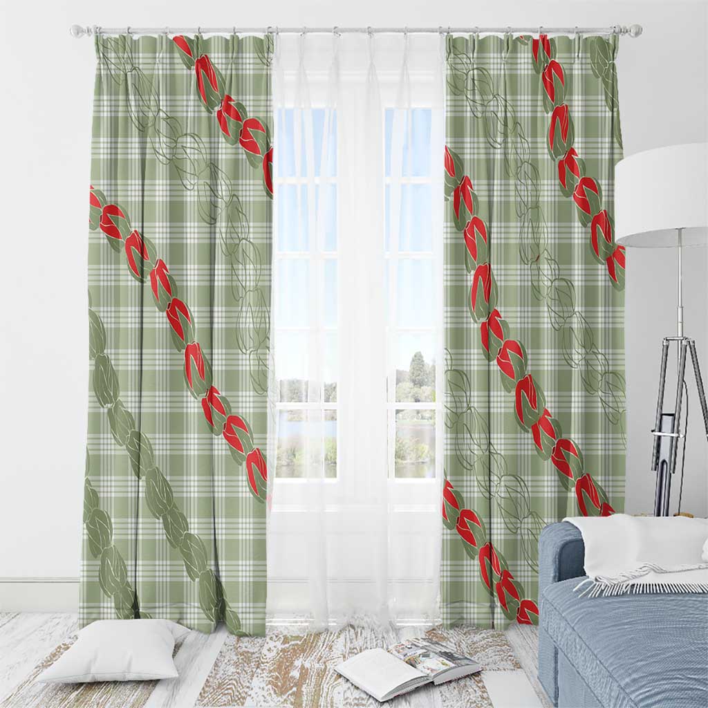 Omaomao Aloha Hawaii Window Curtain Rosebud Lei With Palaka Motif - Polynesian Pride