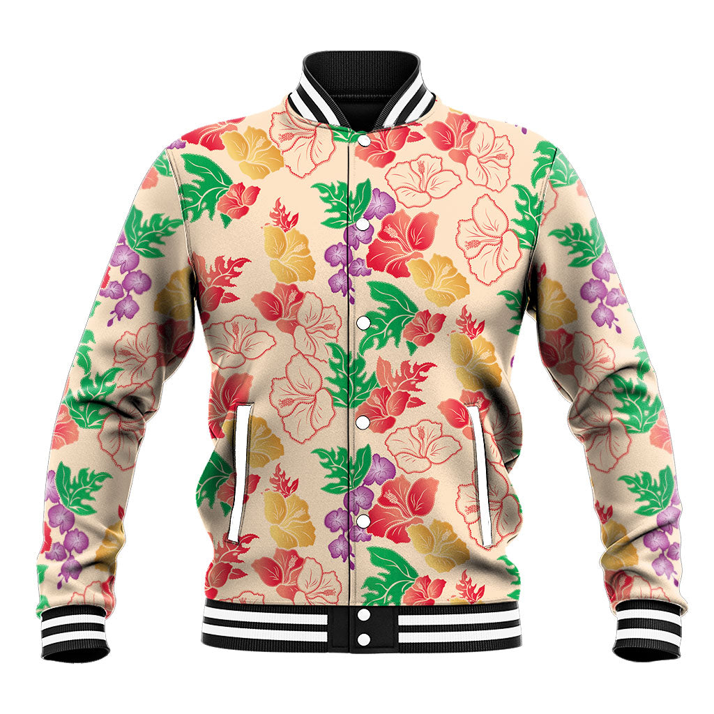 Colorful Aloha Hawaii Hibiscus Orchid Seamless Baseball Jacket LT14 Unisex Colorful - Polynesian Pride