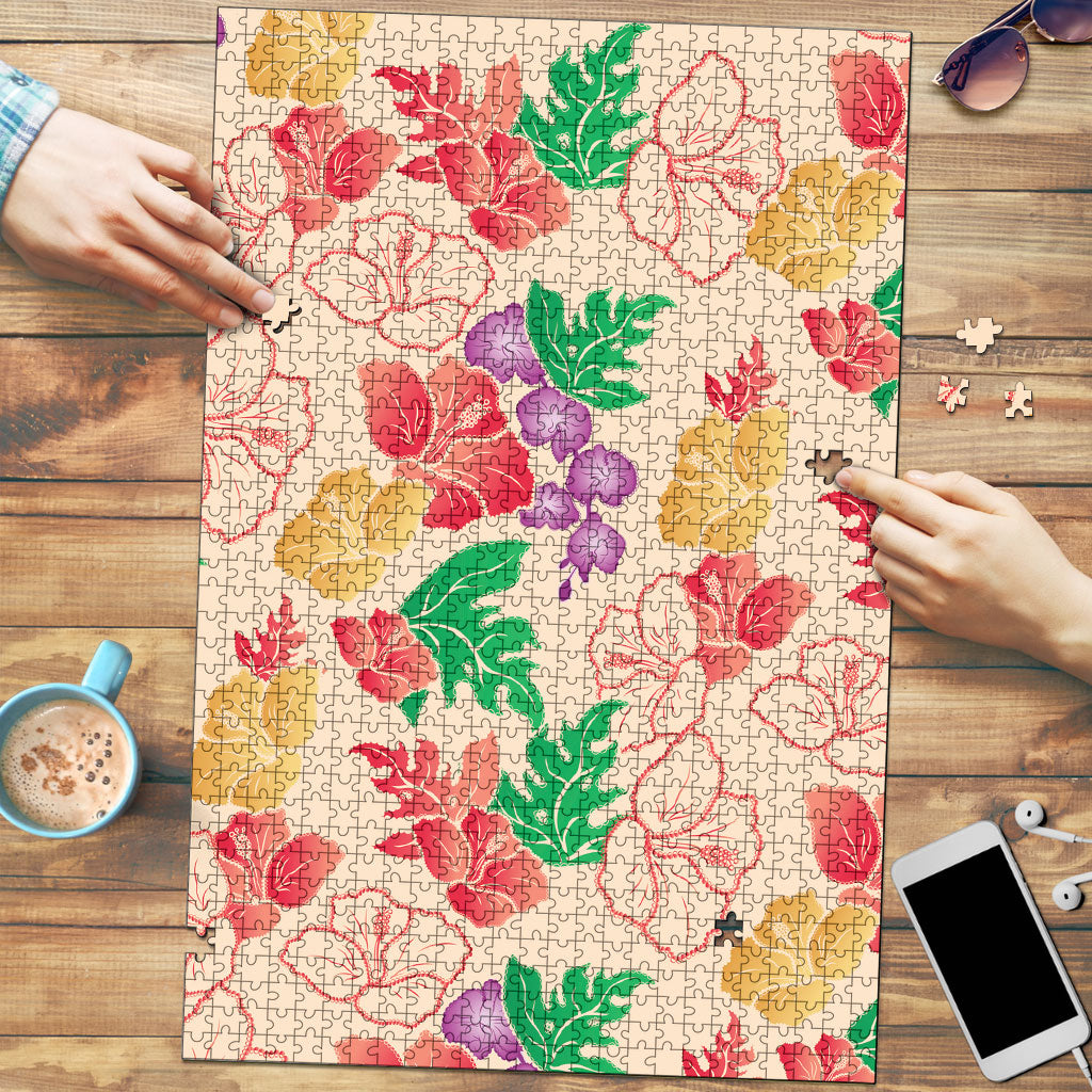 Colorful Aloha Hawaii Hibiscus Orchid Seamless Puzzle LT14 Colorful - Polynesian Pride