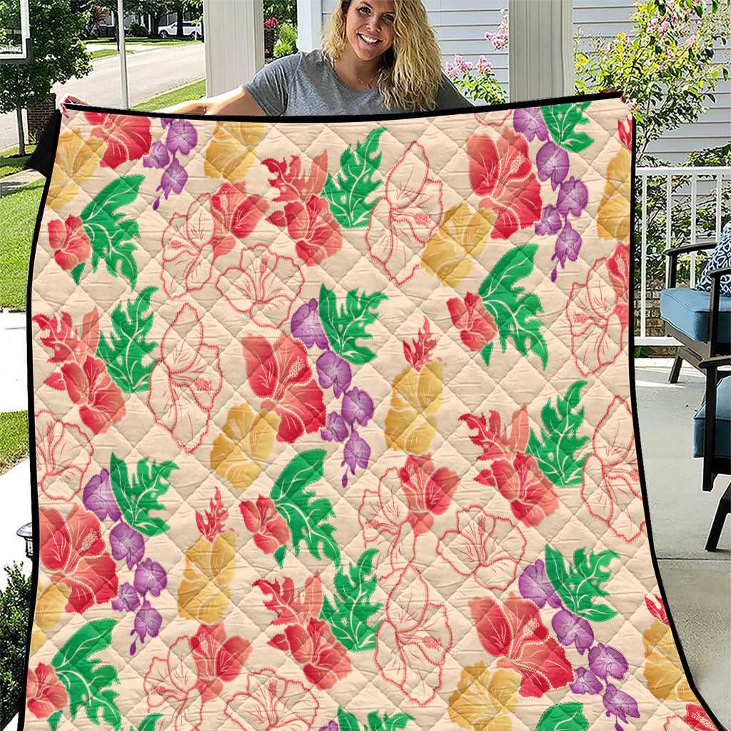 Colorful Aloha Hawaii Hibiscus Orchid Seamless Quilt LT14 Colorful - Polynesian Pride