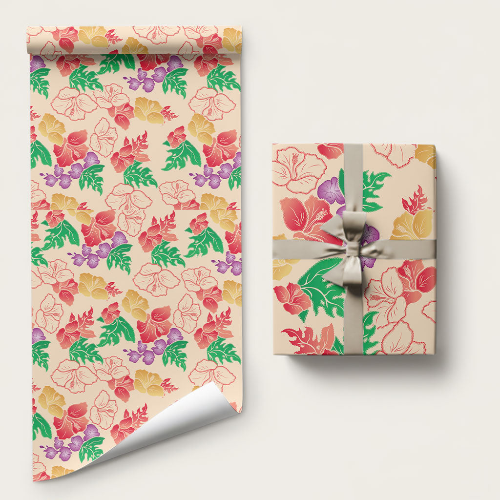 Colorful Aloha Hawaii Hibiscus Orchid Seamless Wrapping Paper LT14 58" × 23" Colorful - Polynesian Pride