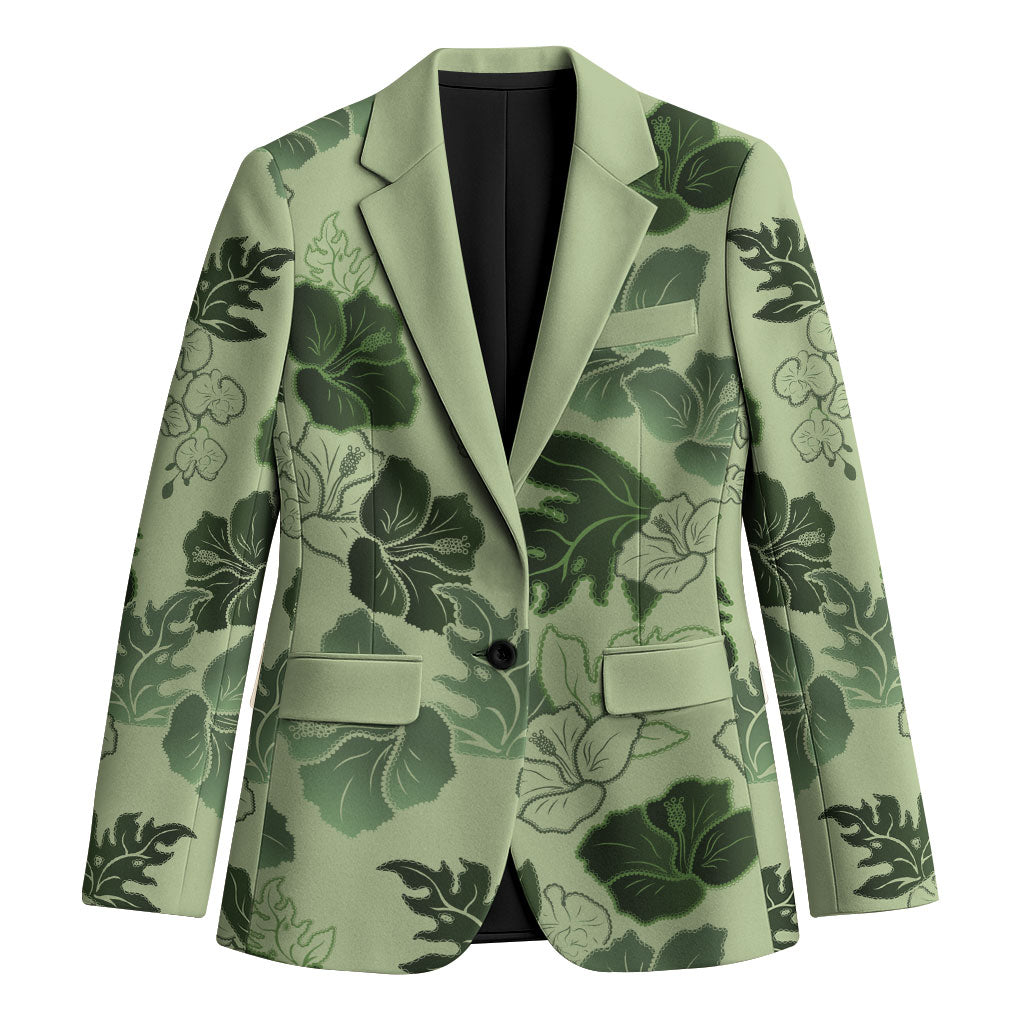 Vesuvian Green Aloha Hawaii Hibiscus Orchid Seamless Blazer LT14 Unisex Green - Polynesian Pride