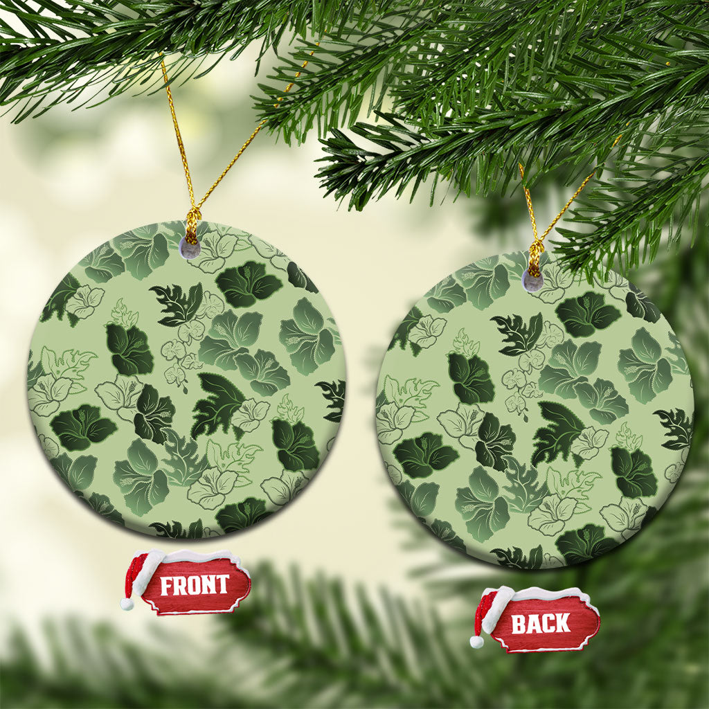 Vesuvian Green Aloha Hawaii Hibiscus Orchid Seamless Ceramic Ornament LT14 Circle Green - Polynesian Pride