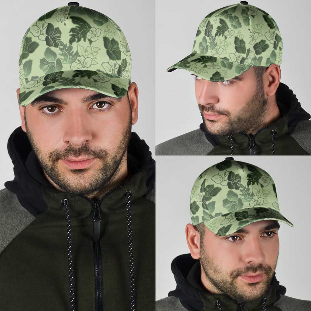 Vesuvian Green Aloha Hawaii Hibiscus Orchid Seamless Classic Cap