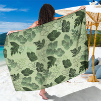 Vesuvian Green Aloha Hawaii Hibiscus Orchid Seamless Sarong LT14 One Size 44 x 66 inches Green - Polynesian Pride