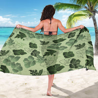 Vesuvian Green Aloha Hawaii Hibiscus Orchid Seamless Sarong LT14 - Polynesian Pride