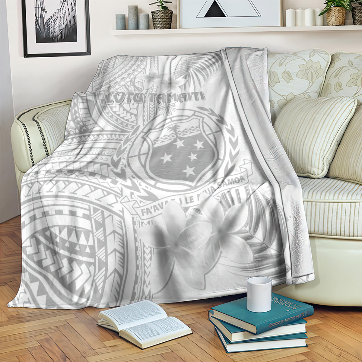 Samoa White Sunday Blanket Manuia le Aso Sa o Tamaiti Polynesian Plumeria LT14 - Polynesian Pride