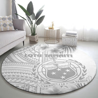 Samoa White Sunday Round Carpet Manuia le Aso Sa o Tamaiti Polynesian Plumeria LT14 - Polynesian Pride