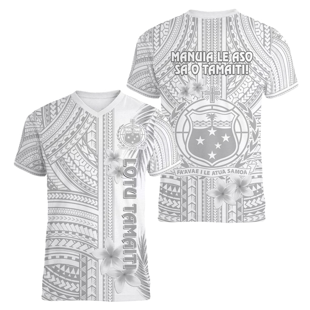 samoa-white-sunday-women-v-neck-t-shirt-manuia-le-aso-sa-o-tamaiti-polynesian-plumeria
