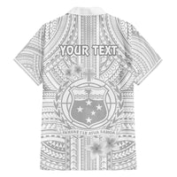 Personalised Samoa White Sunday Family Matching Puletasi Dress and Hawaiian Shirt Manuia le Aso Sa o Tamaiti Polynesian Plumeria LT14 - Polynesian Pride