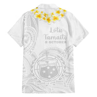 Samoa White Sunday Family Matching Long Sleeve Bodycon Dress and Hawaiian Shirt Lotu Tamaiti 2023 With Coat Of Arms LT14 - Polynesian Pride