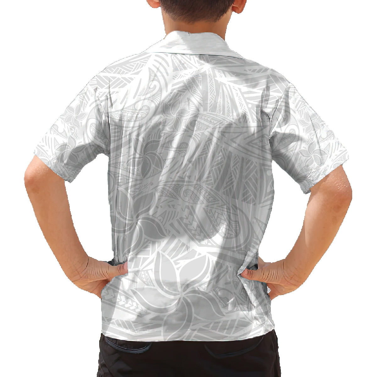 Polynesia White Sunday Family Matching Puletasi Dress and Hawaiian Shirt Polynesian Pattern With Tropical Flowers LT14 - Polynesian Pride