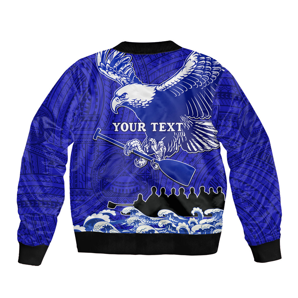 Personalised American Samoa Fautasi Race Bomber Jacket Eagle With Polynesian Pattern LT14 - Polynesian Pride