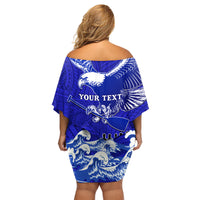 Personalised American Samoa Fautasi Race Family Matching Off Shoulder Short Dress and Hawaiian Shirt Eagle With Polynesian Pattern LT14 - Polynesian Pride