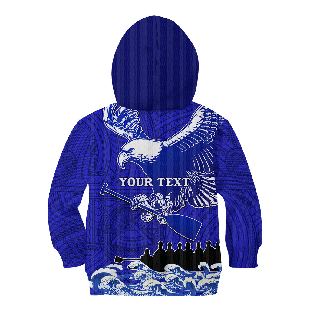 Personalised American Samoa Fautasi Race Kid Hoodie Eagle With Polynesian Pattern LT14 - Polynesian Pride