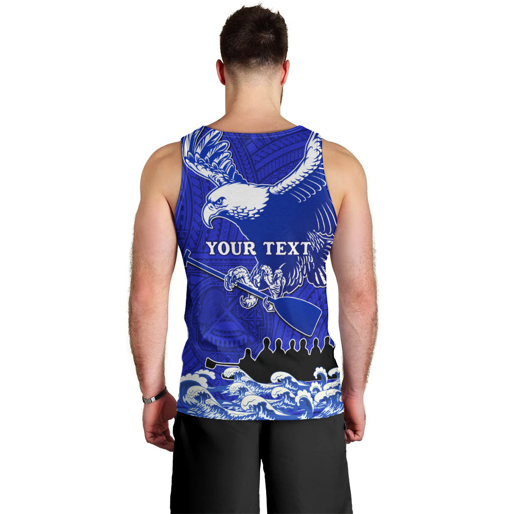 Personalised American Samoa Fautasi Race Men Tank Top Eagle With Polynesian Pattern LT14 - Polynesian Pride