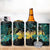 New Zealand Fantail Bird 4 in 1 Can Cooler Tumbler Maori Piwakawaka Kowhai - Paua Shell Pattern
