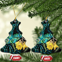 New Zealand Fantail Bird Ceramic Ornament Maori Piwakawaka Kowhai - Paua Shell Pattern