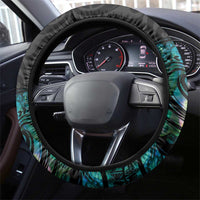 New Zealand Fantail Bird Steering Wheel Cover Maori Piwakawaka Kowhai - Paua Shell Pattern