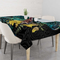 New Zealand Fantail Bird Tablecloth Maori Piwakawaka Kowhai - Paua Shell Pattern