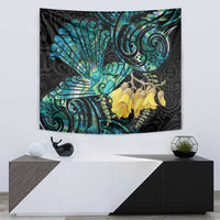 New Zealand Fantail Bird Tapestry Maori Piwakawaka Kowhai - Paua Shell Pattern LT14 - Polynesian Pride