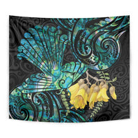 New Zealand Fantail Bird Tapestry Maori Piwakawaka Kowhai - Paua Shell Pattern LT14 - Polynesian Pride