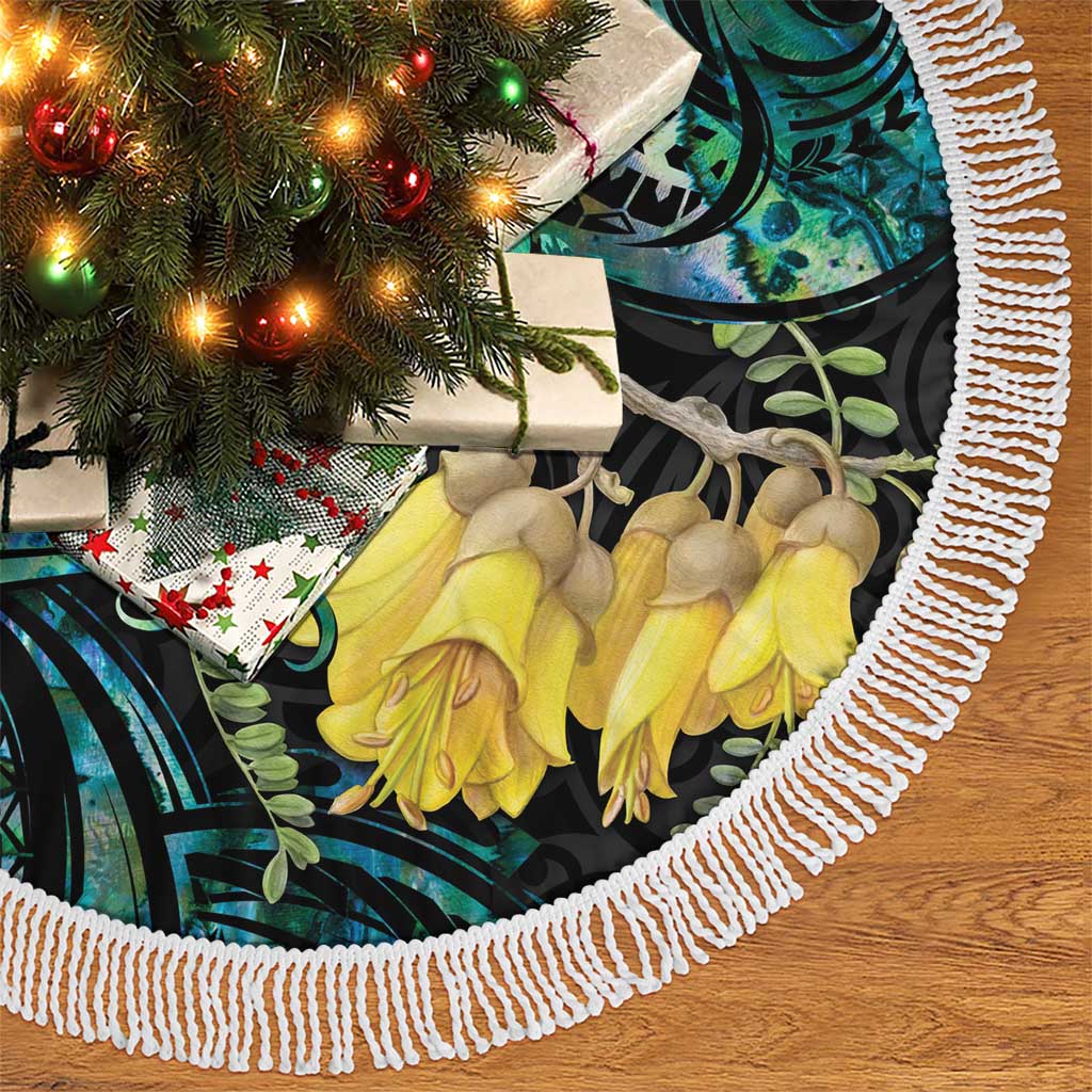 New Zealand Fantail Bird Tree Skirt Maori Piwakawaka Kowhai - Paua Shell Pattern LT14 - Polynesian Pride