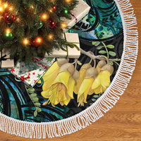 New Zealand Fantail Bird Tree Skirt Maori Piwakawaka Kowhai - Paua Shell Pattern LT14 - Polynesian Pride