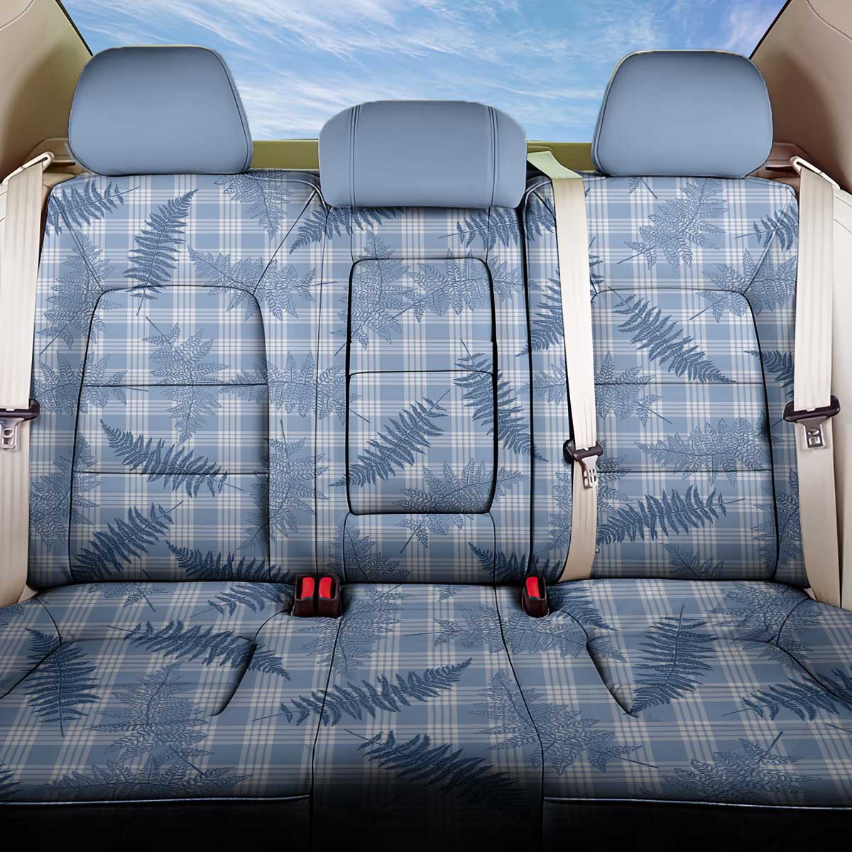 Blue Palaka Hawaii Palapalai Back Car Seat Cover Hawaiian Fern - Polynesian Pride