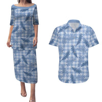Blue Palaka Hawaii Palapalai Couples Matching Puletasi and Hawaiian Shirt Hawaiian Fern LT14 Blue - Polynesian Pride