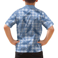 Blue Palaka Hawaii Palapalai Family Matching Off The Shoulder Long Sleeve Dress and Hawaiian Shirt Hawaiian Fern - Polynesian Pride