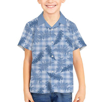 Blue Palaka Hawaii Palapalai Family Matching Off The Shoulder Long Sleeve Dress and Hawaiian Shirt Hawaiian Fern - Polynesian Pride
