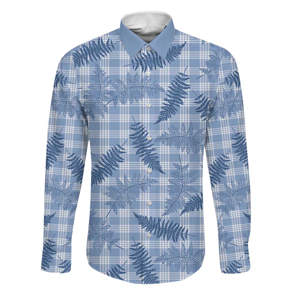 Blue Palaka Hawaii Palapalai Family Matching Off Shoulder Maxi Dress and Hawaiian Shirt Hawaiian Fern - Polynesian Pride
