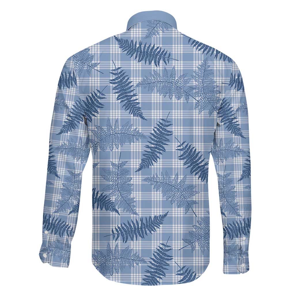 Blue Palaka Hawaii Palapalai Family Matching Off Shoulder Maxi Dress and Hawaiian Shirt Hawaiian Fern - Polynesian Pride