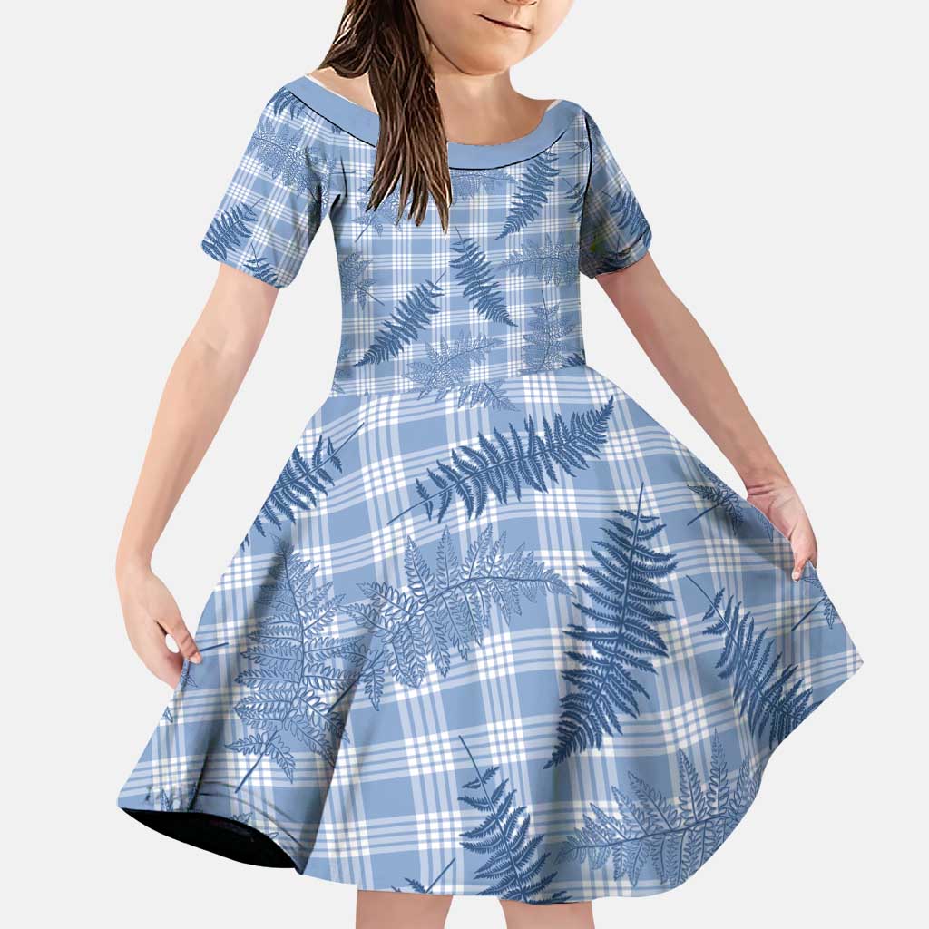 Blue Palaka Hawaii Palapalai Family Matching Off Shoulder Short Dress and Hawaiian Shirt Hawaiian Fern - Polynesian Pride