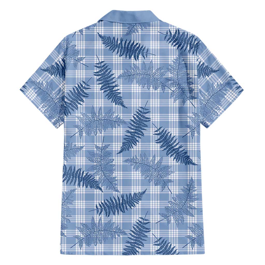 Blue Palaka Hawaii Palapalai Family Matching Off Shoulder Short Dress and Hawaiian Shirt Hawaiian Fern - Polynesian Pride