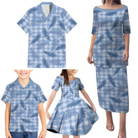 Blue Palaka Hawaii Palapalai Family Matching Puletasi and Hawaiian Shirt Hawaiian Fern - Polynesian Pride