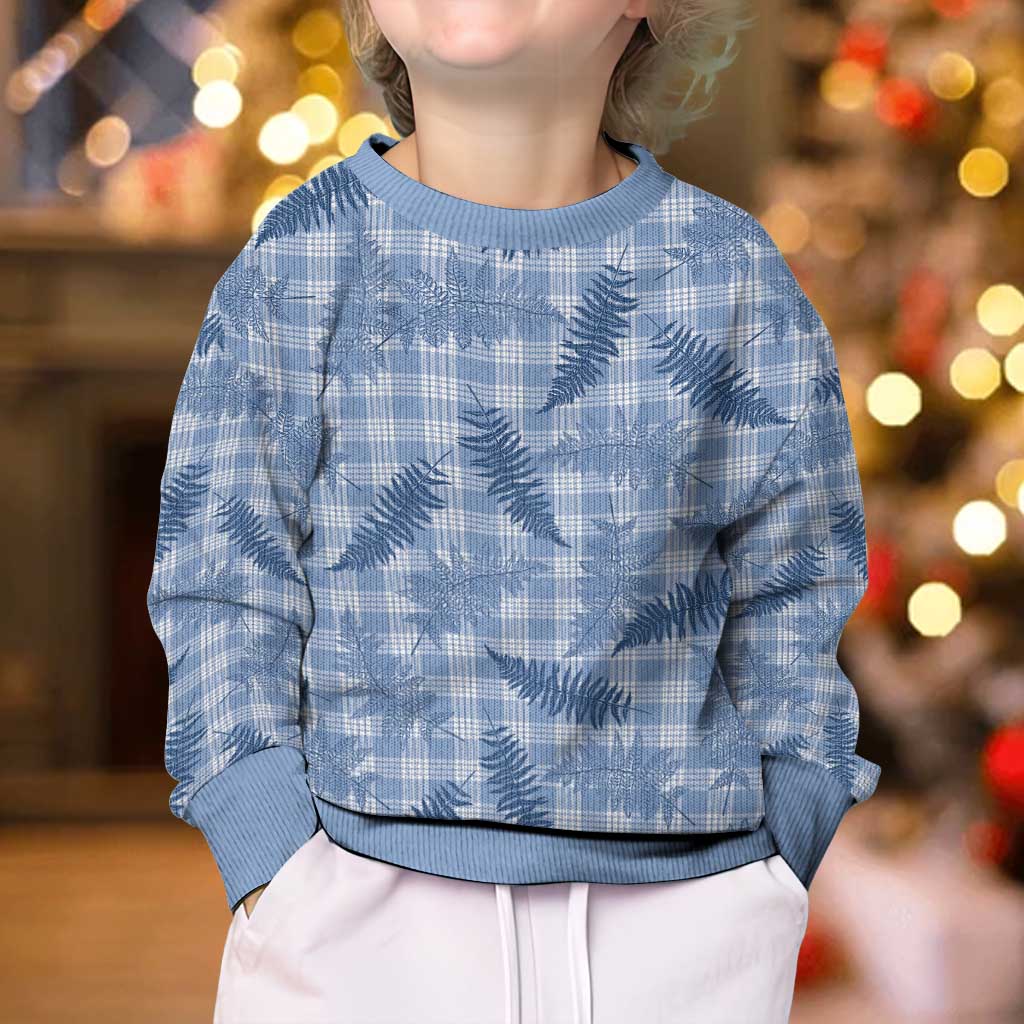 Blue Palaka Hawaii Palapalai Kid Ugly Christmas Sweater Hawaiian Fern - Polynesian Pride