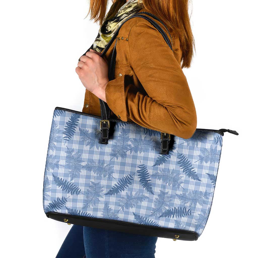 Blue Palaka Hawaii Palapalai Leather Tote Bag Hawaiian Fern LT14 Blue - Polynesian Pride